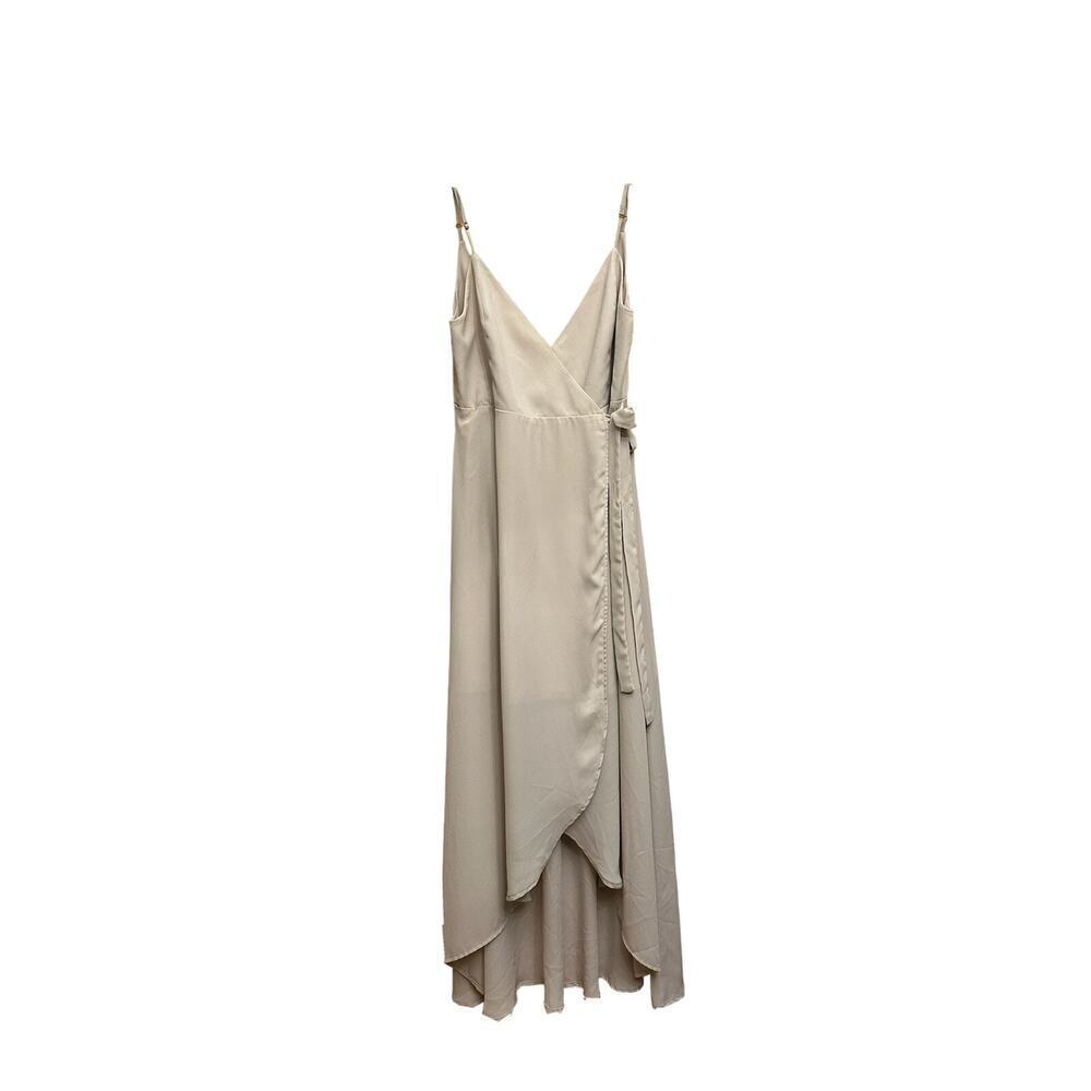 SHOW ME YOUR MUMU Dress Womens Large Mariah Wrap Dress Beige Hi-low